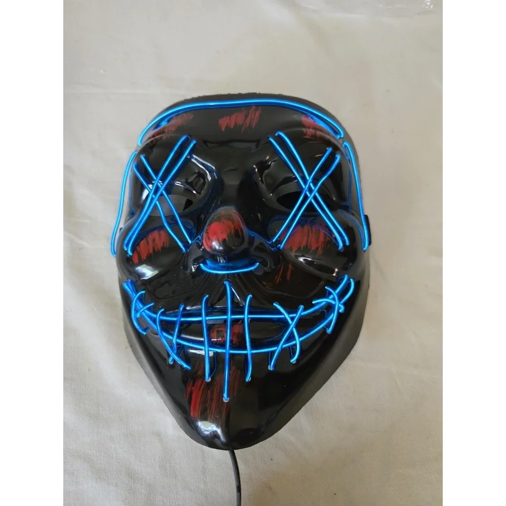 Lot Of 2 Purge Light Up LED Mask Costume Cosplay Party- 3 Modes- Lights-